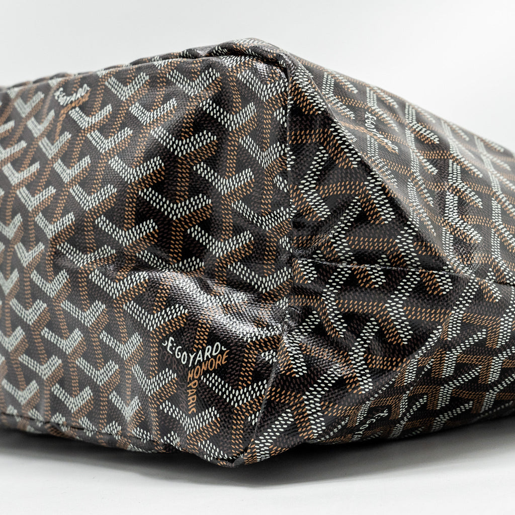 GOYARD SAINT LOUIS PM TOTE BAG GOYARDINE CANVAS/CALFSKIN BLACK SHW