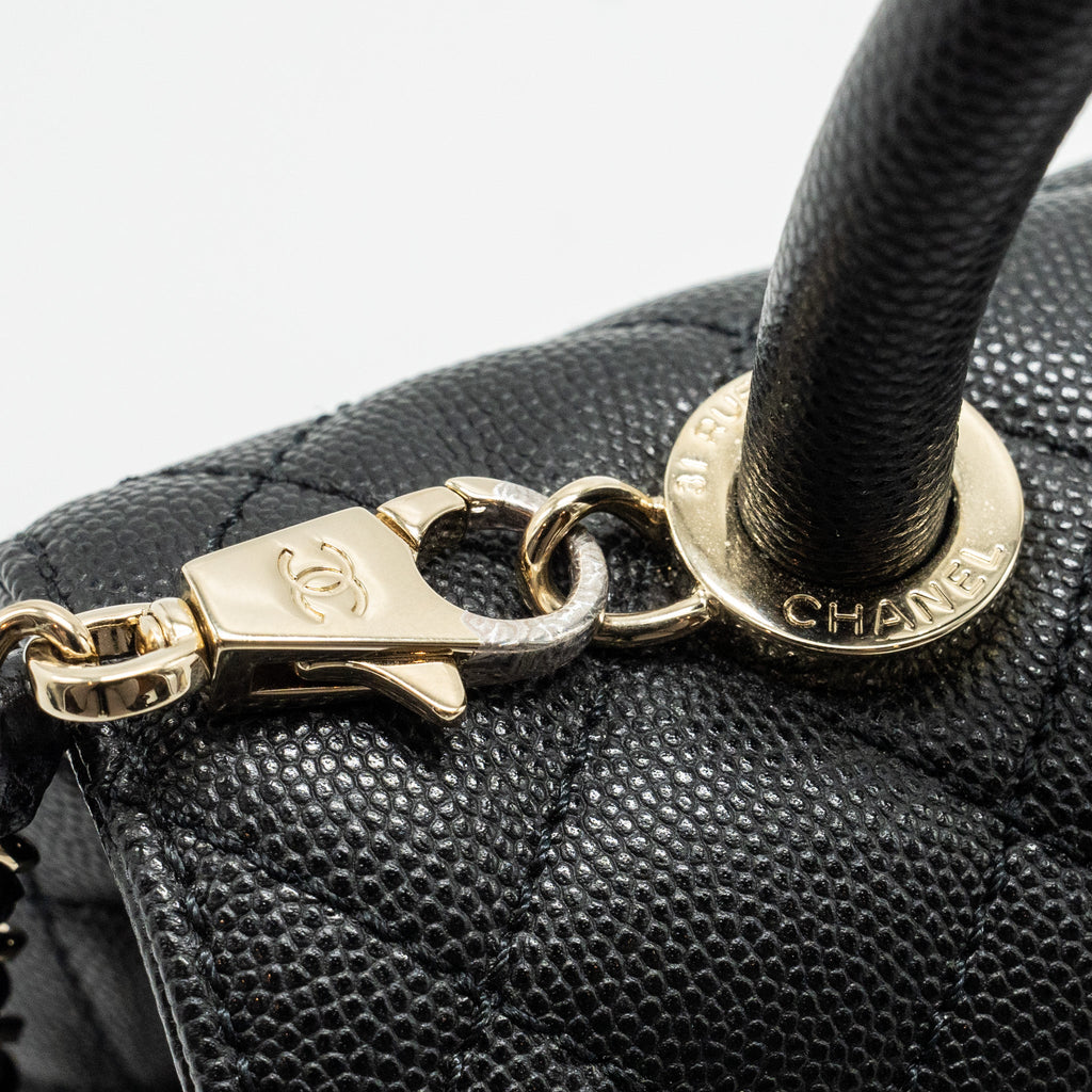 CHANEL SMALL COCO HANDLE CAVIAR BLACK LGHW (MICROCHIP)