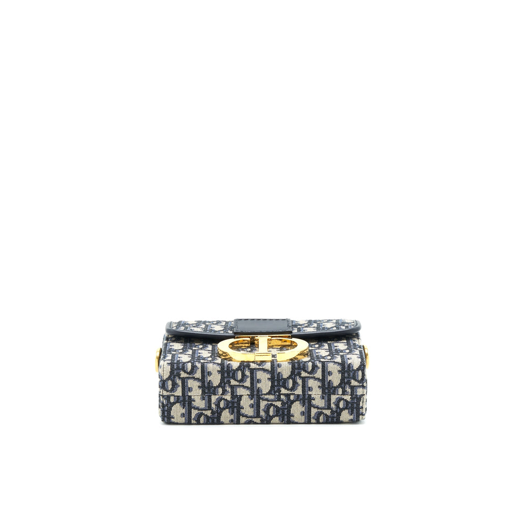 DIOR 30 MONTAIGNE MINI BOX BAG BLUE OBLIQUE