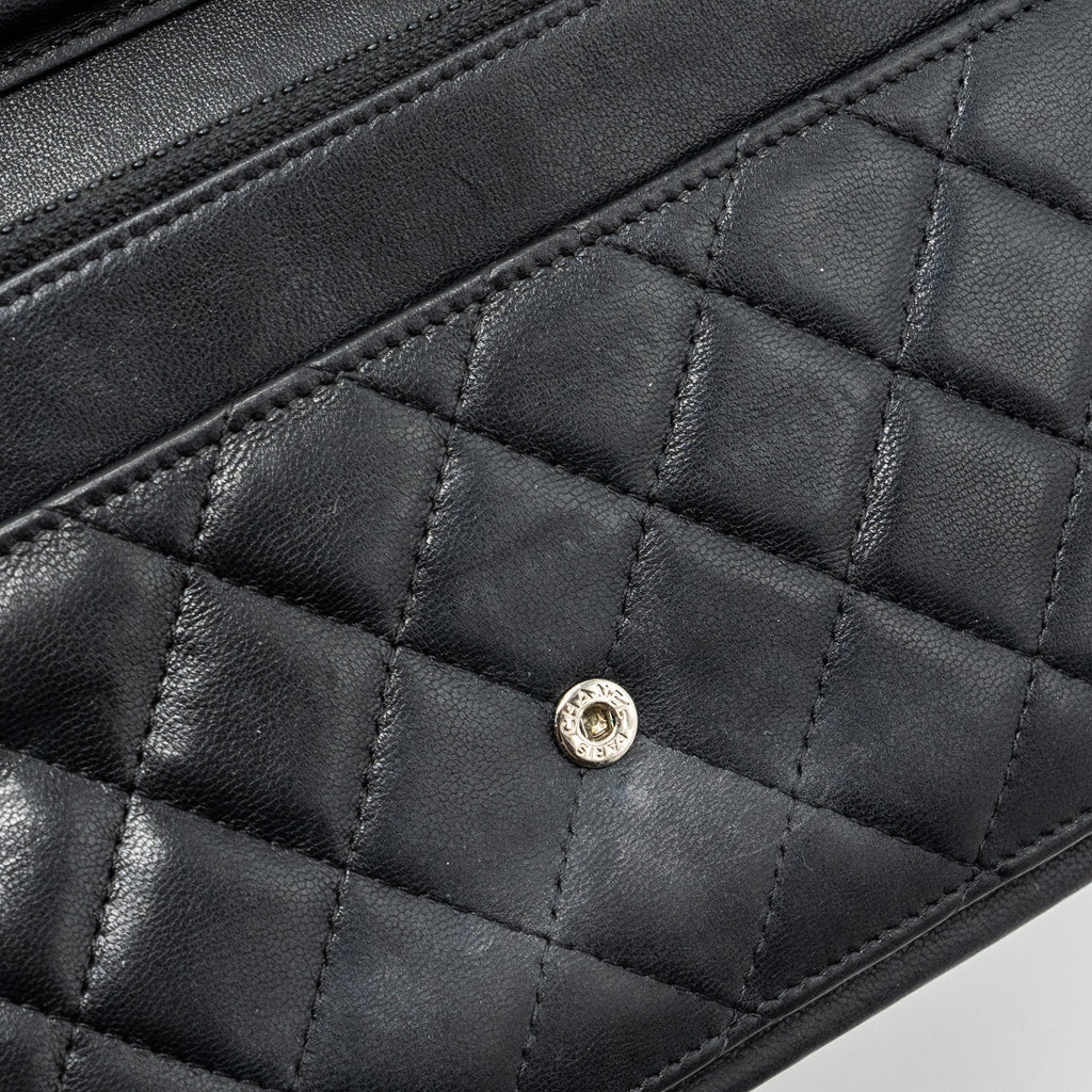 CHANEL BOY WALLET ON CHAIN LAMBSKIN BLACK RUTHENIUM HARDWARE
