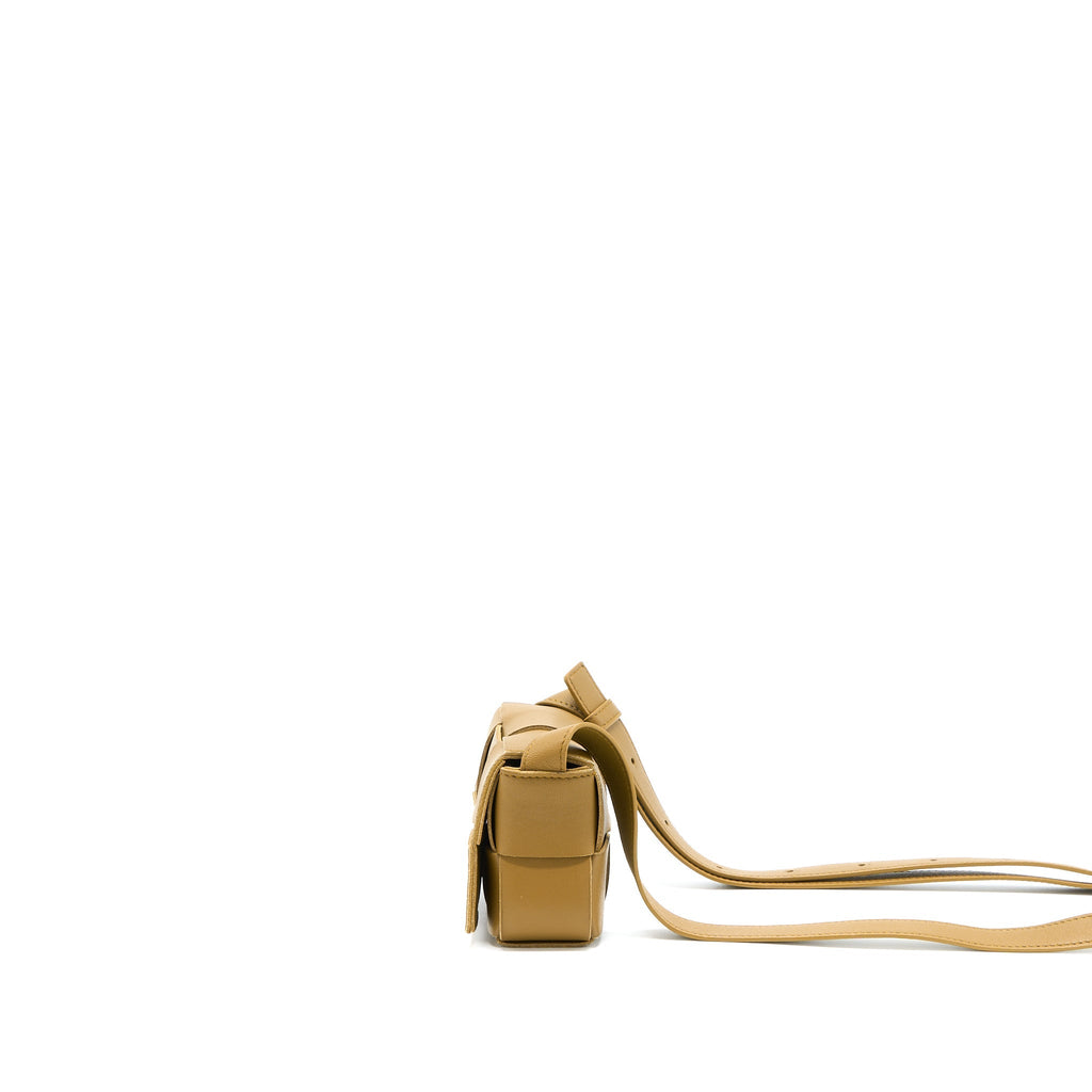 BOTTEGA VENETTA MINI CASSETTE CROSSBODY BAG OLIVE BROWN LGHW