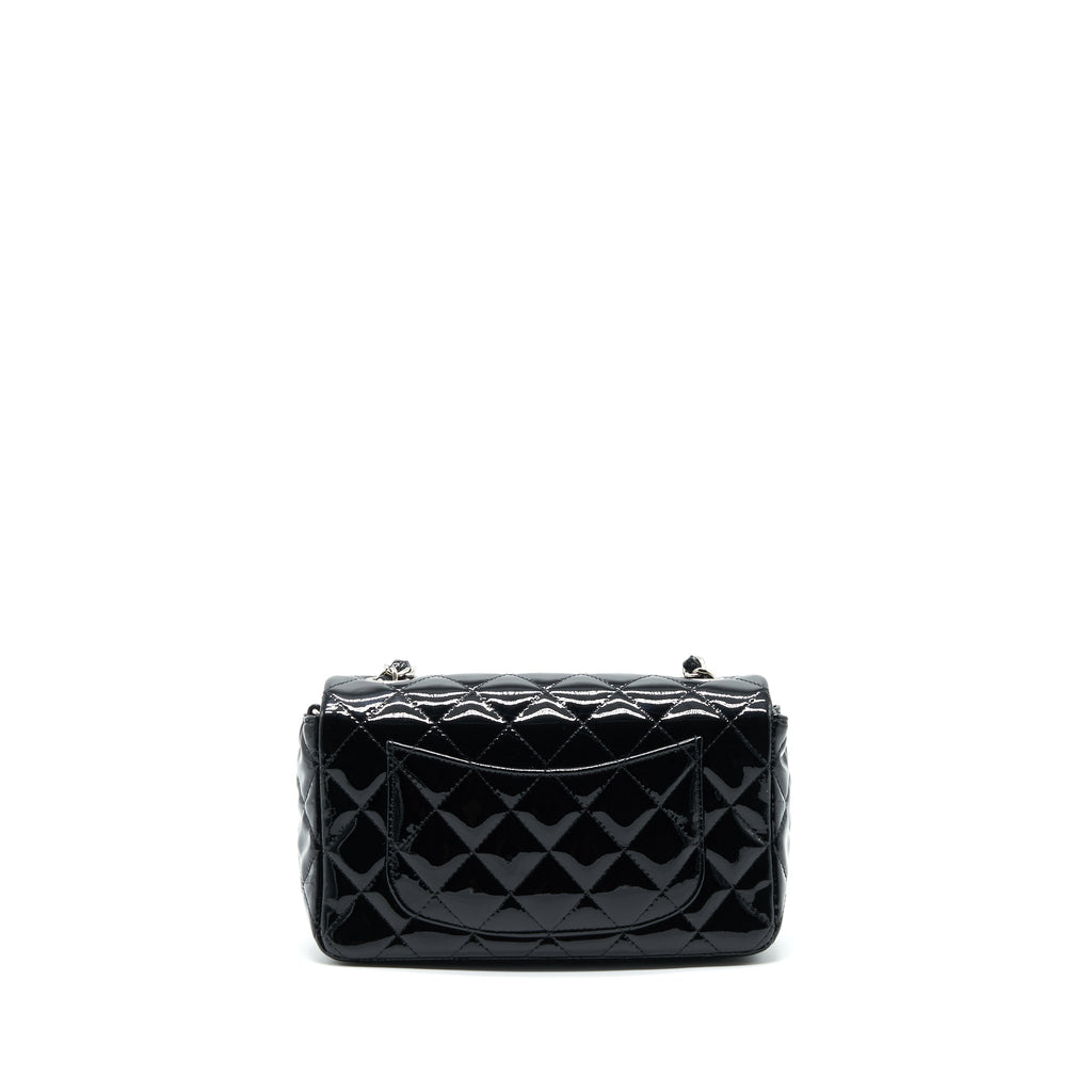 CHANEL MINI RECTANGULAR FLAP BAG PATENT LEATHER BLACK SHW