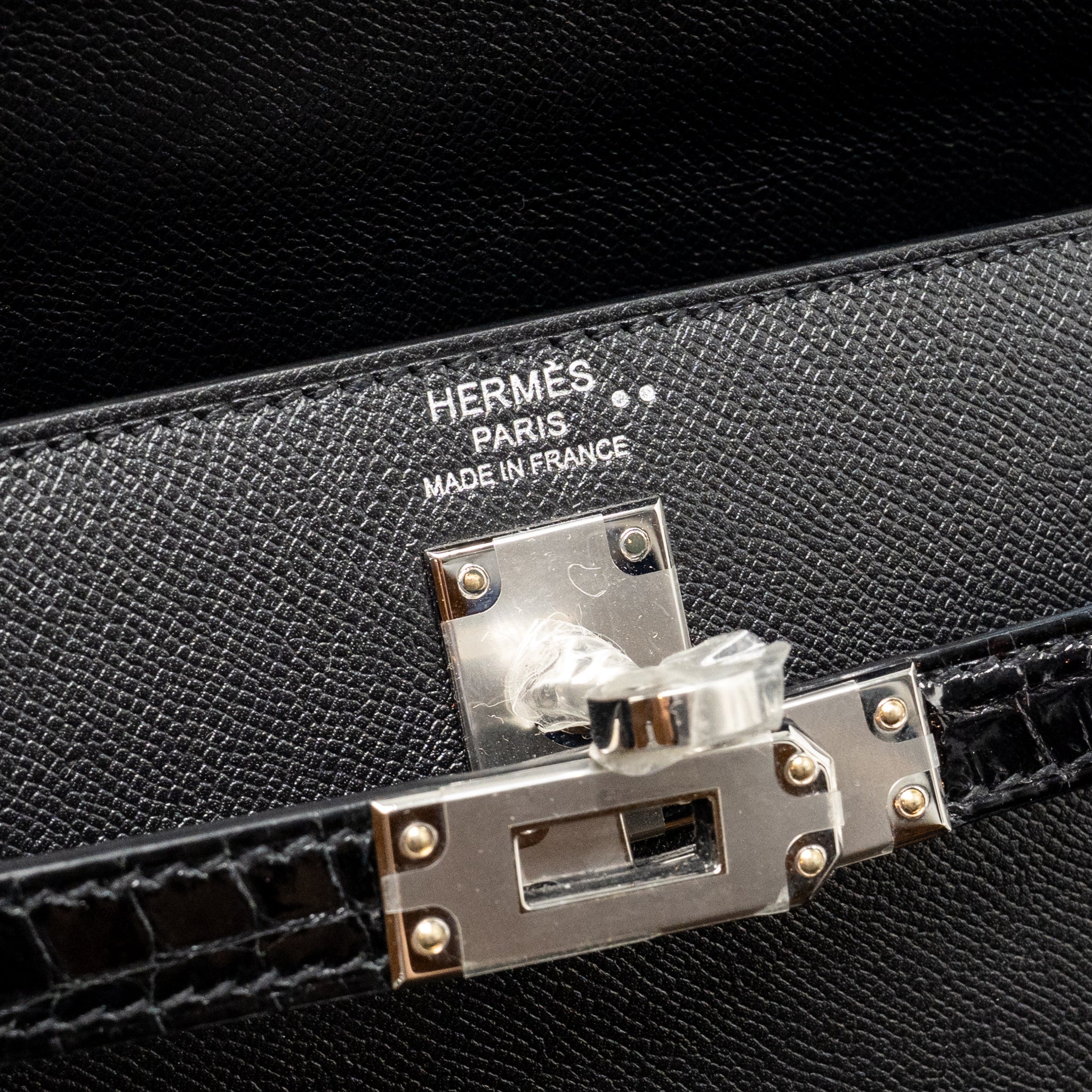 HERMES TOUCH KELLY 25 MADAME / CROCODILE NILOTICUS BLACK SHW