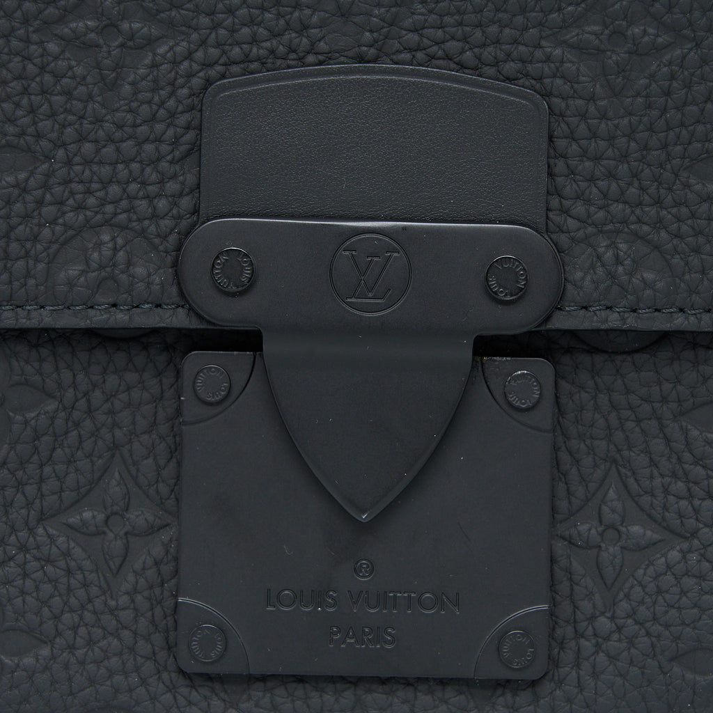 LOUIS VUITTON S LOCK SLINGBAG MONOGRAM-EMBOSSED TAURILLON BLACK BLACK HARDWARE (NEW VERSION)