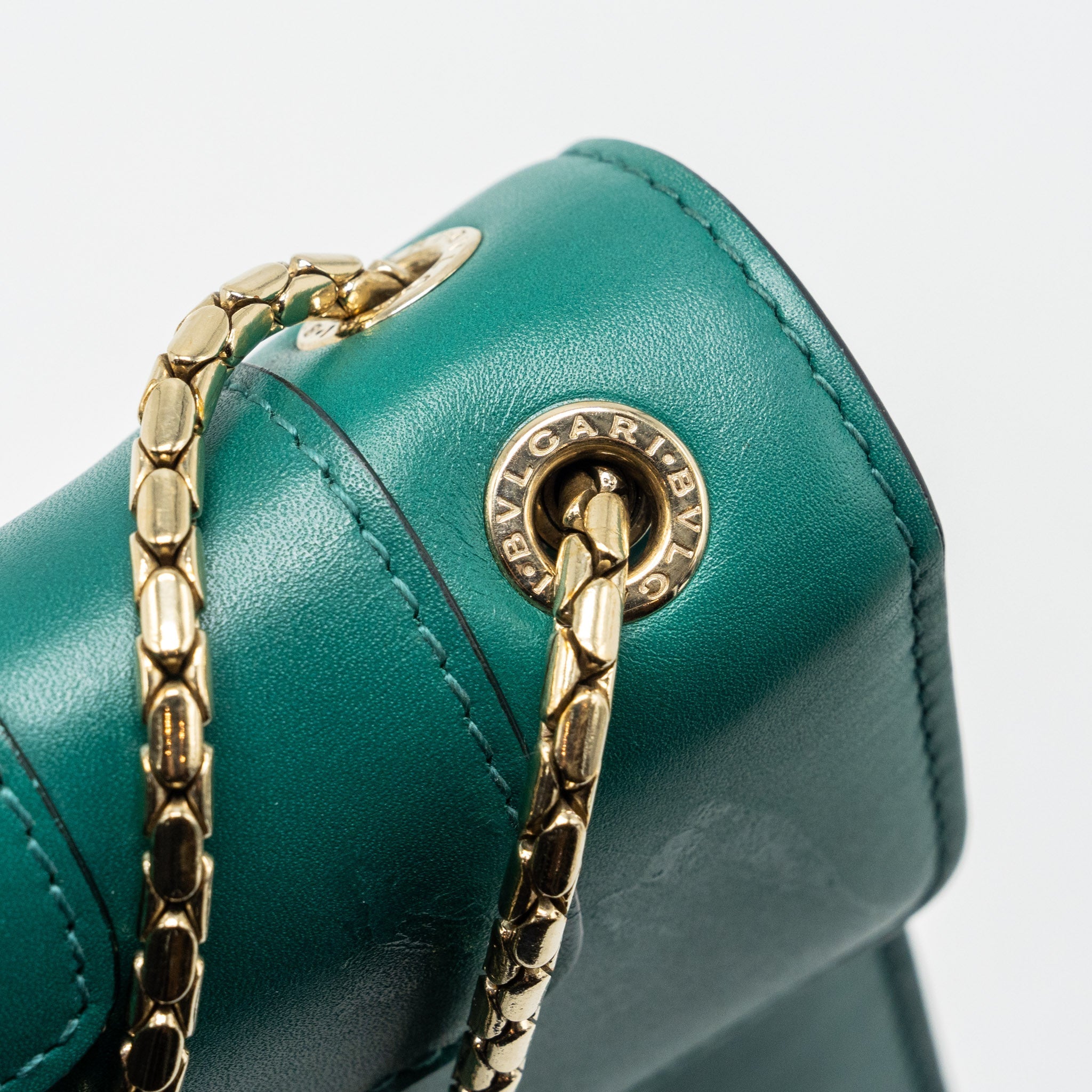BVLGARI SERPENTI FOREVER FLAP BAG CALFSKIN GREEN GHW