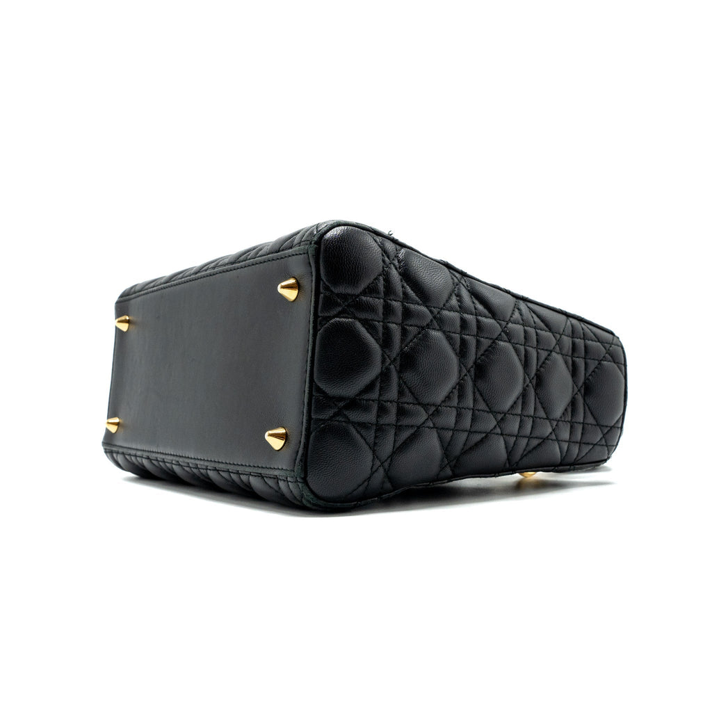 DIOR MEDIUM LADY DIOR LAMBSKIN BLACK GHW
