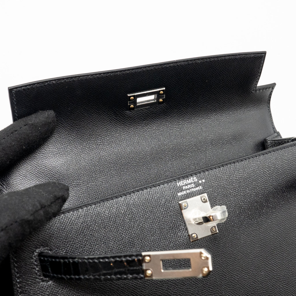 HERMES TOUCH KELLY 25 MADAME / CROCODILE NILOTICUS BLACK SHW