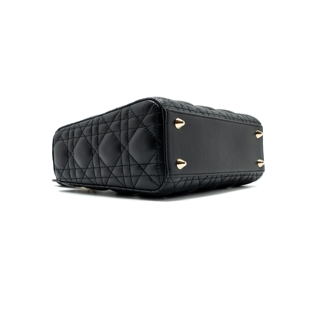DIOR SMALL LADY DIOR LAMBSKIN BLACK LGHW
