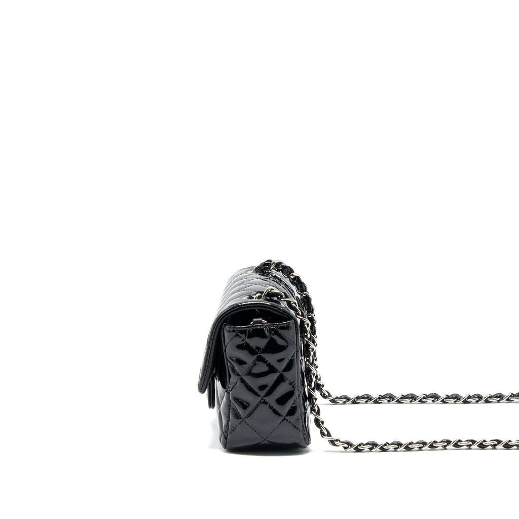 CHANEL MINI RECTANGULAR FLAP BAG PATENT LEATHER BLACK SHW