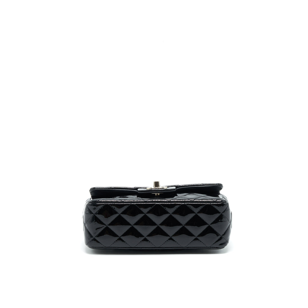 CHANEL MINI RECTANGULAR FLAP BAG PATENT LEATHER BLACK SHW