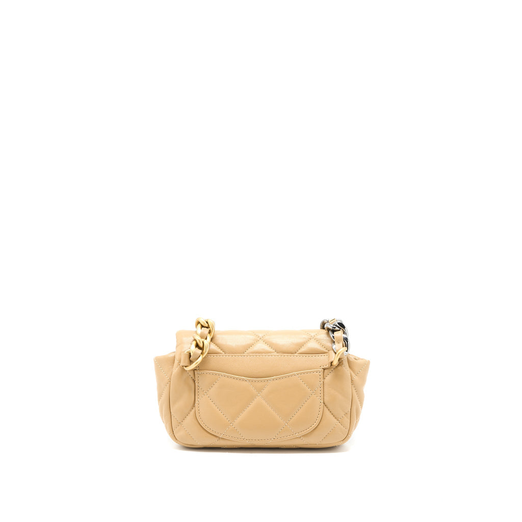 CHANEL 19 BELT BAG LAMBSKIN DARK BEIGE MULTICOLOUR HARDWARE