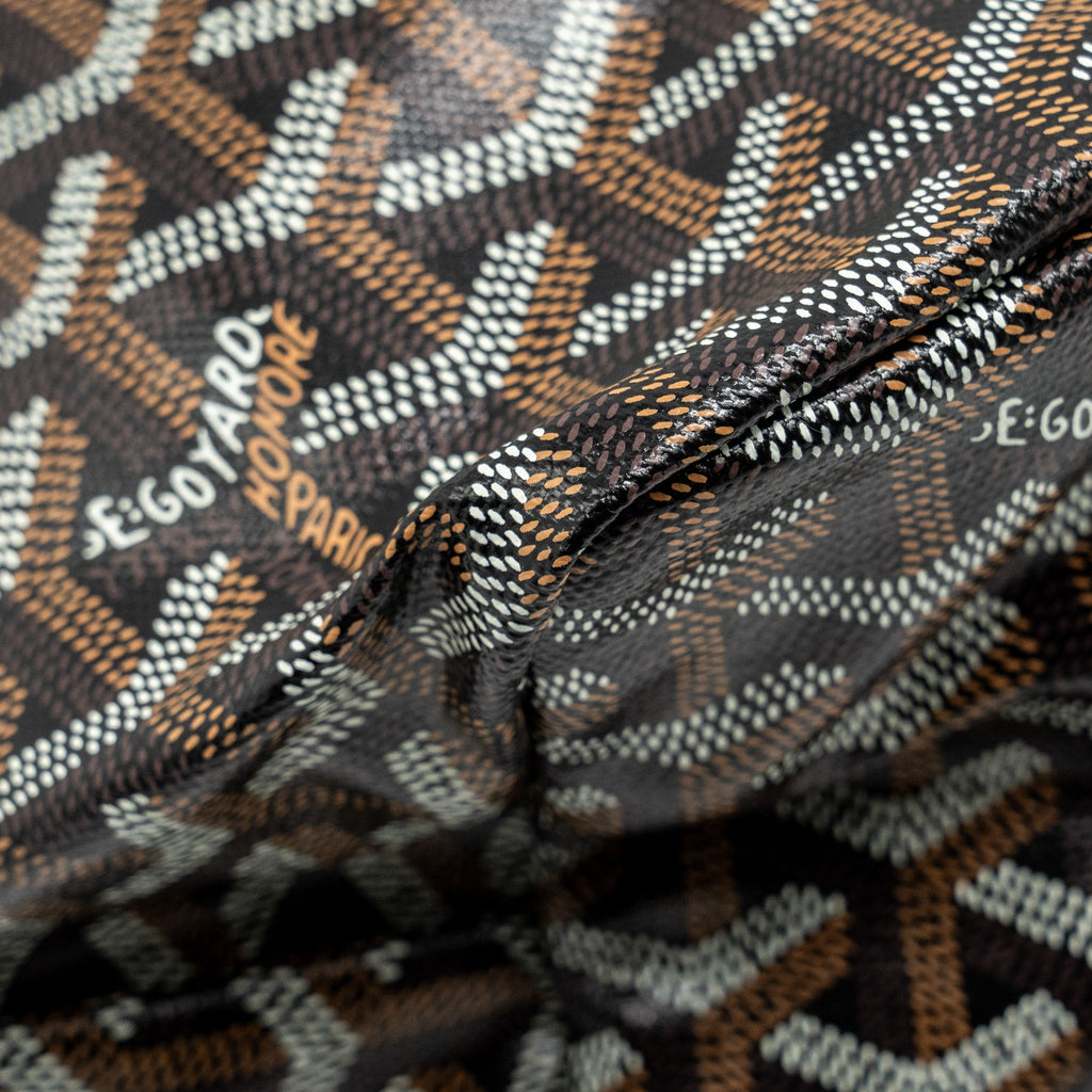 GOYARD SAINT LOUIS PM TOTE BAG GOYARDINE CANVAS/CALFSKIN BLACK SHW