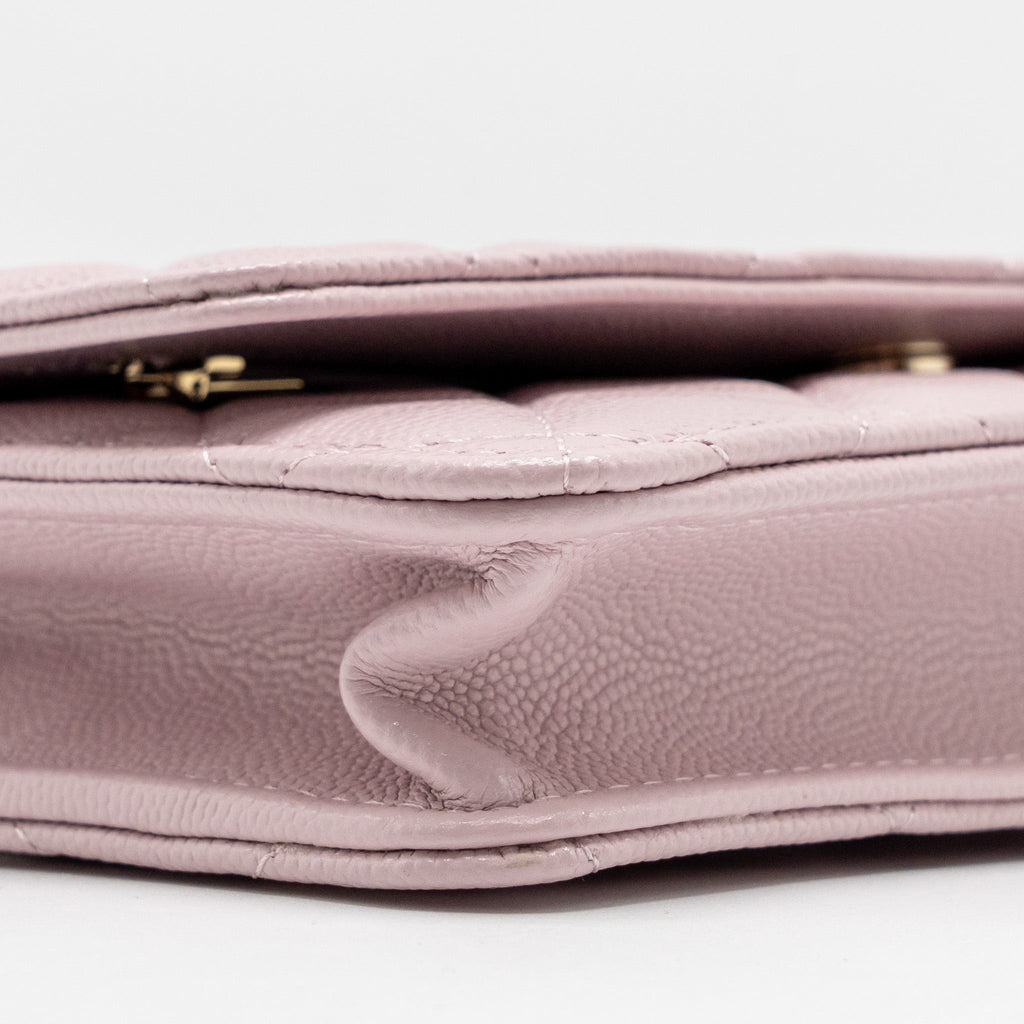 CHANEL CLASSIC WALLET ON CHAIN CAVIAR PINK LGHW