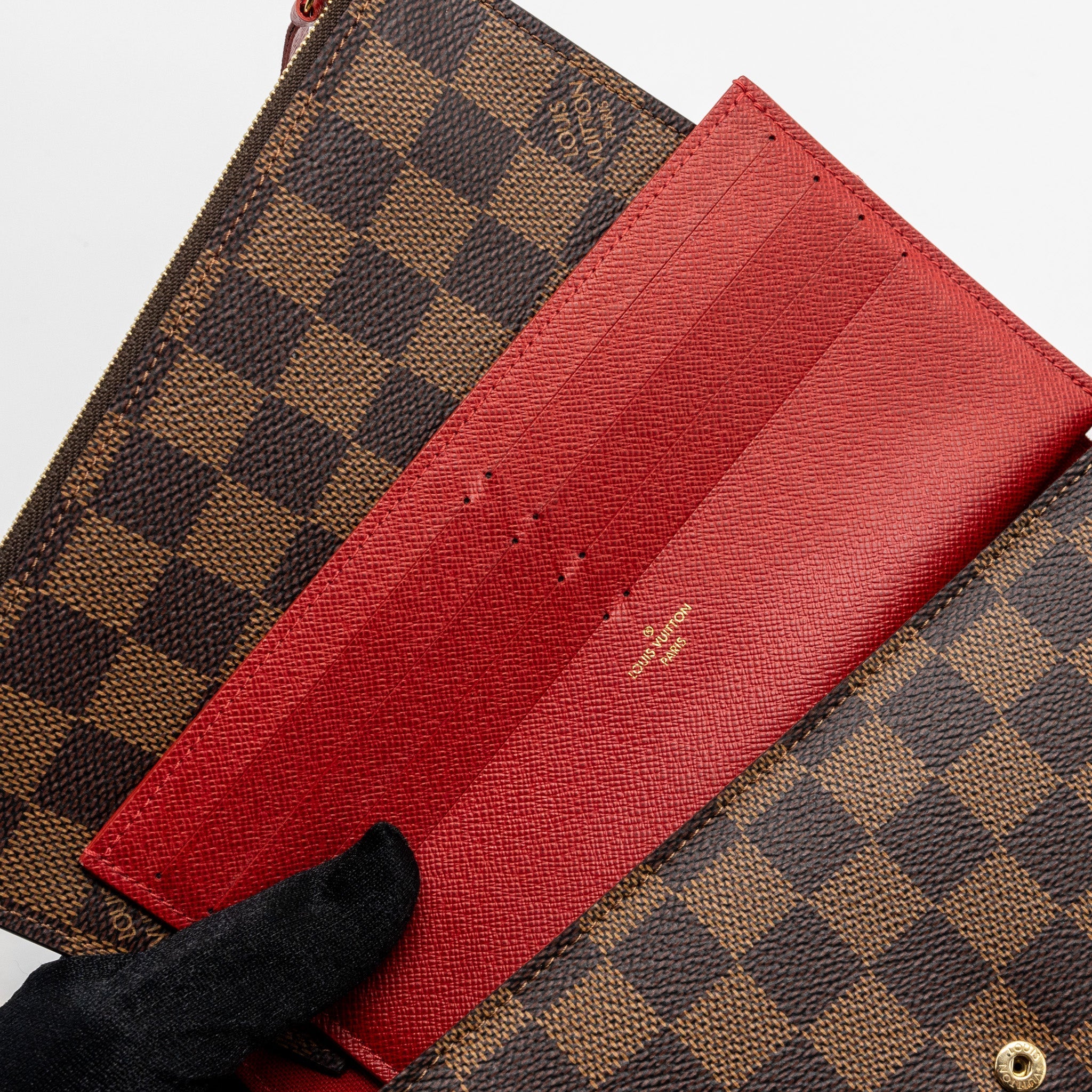 LOUIS VUITTON FELICIE  POCHETTE DAMIER EBENE CANVAS GHW