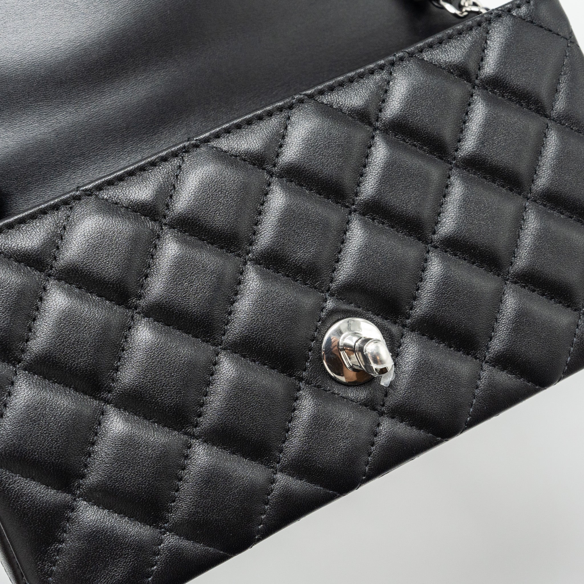 CHANEL MINI RECTANGULAR FLAP BAG LAMBSKIN BLACK SHW (MICROCHIP)
