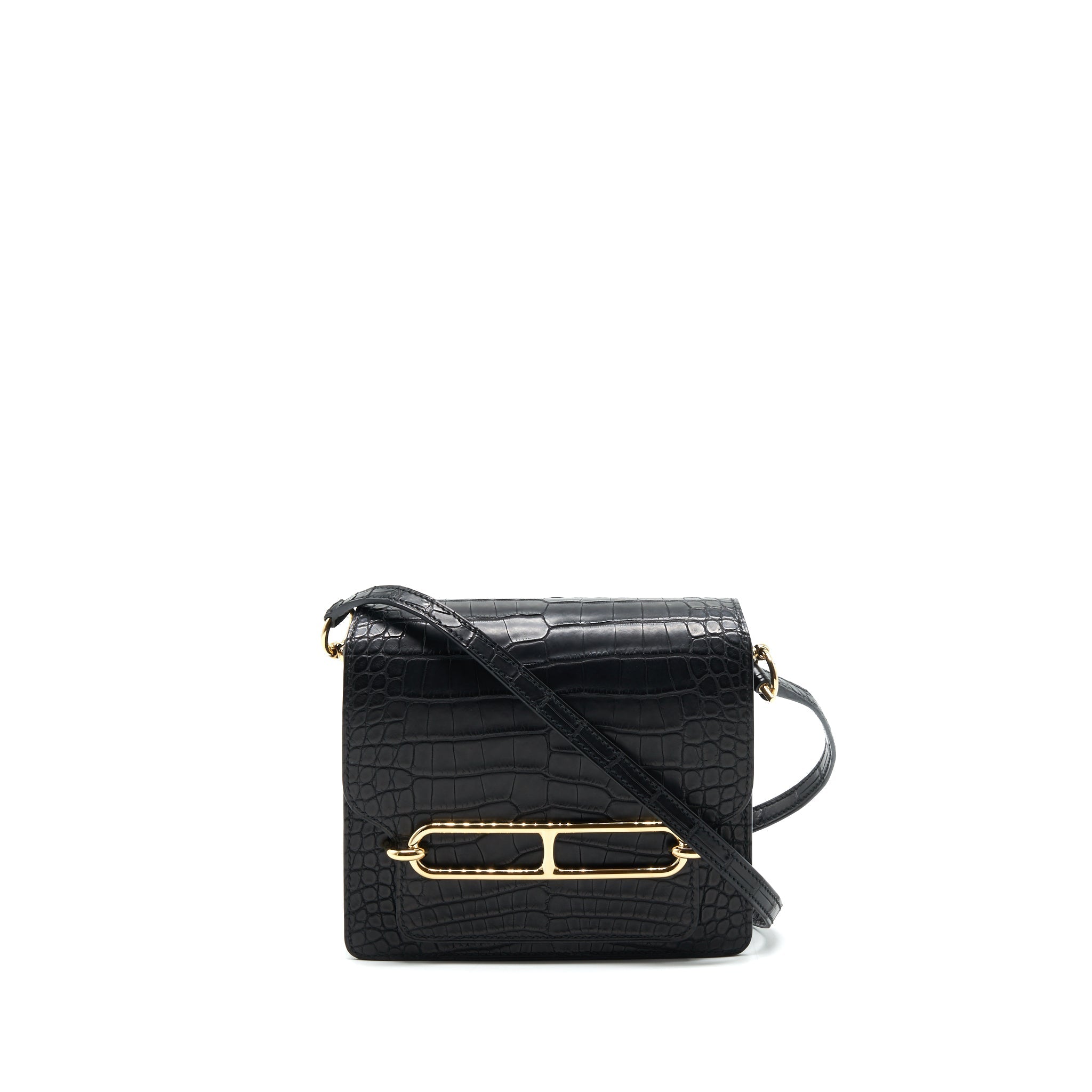 HERMES MINI ROULIS ALLIGATOR MISSISSIPPIESIS MAT 89 BLACK GHW