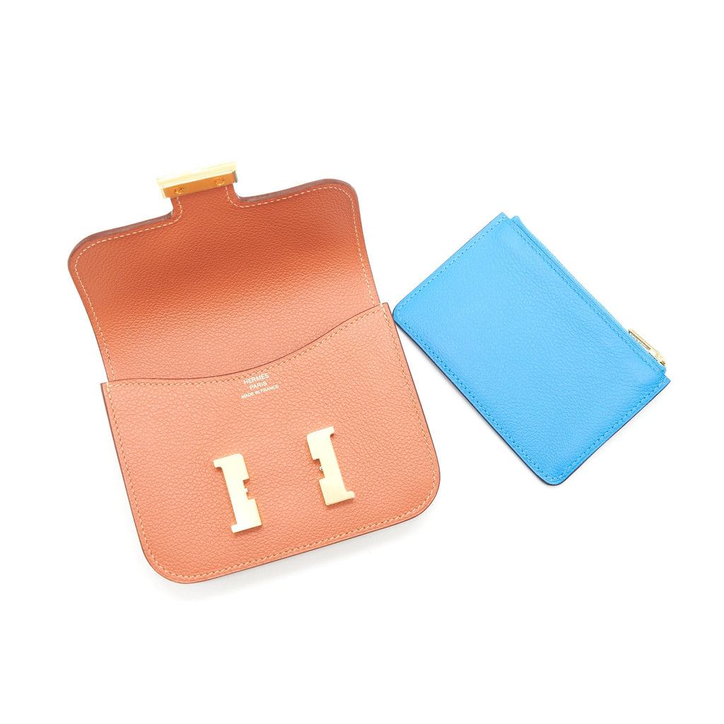 HERMES SLIM WALLET EVERCOLOR BLUSH/ BLUE FRIDA GHW