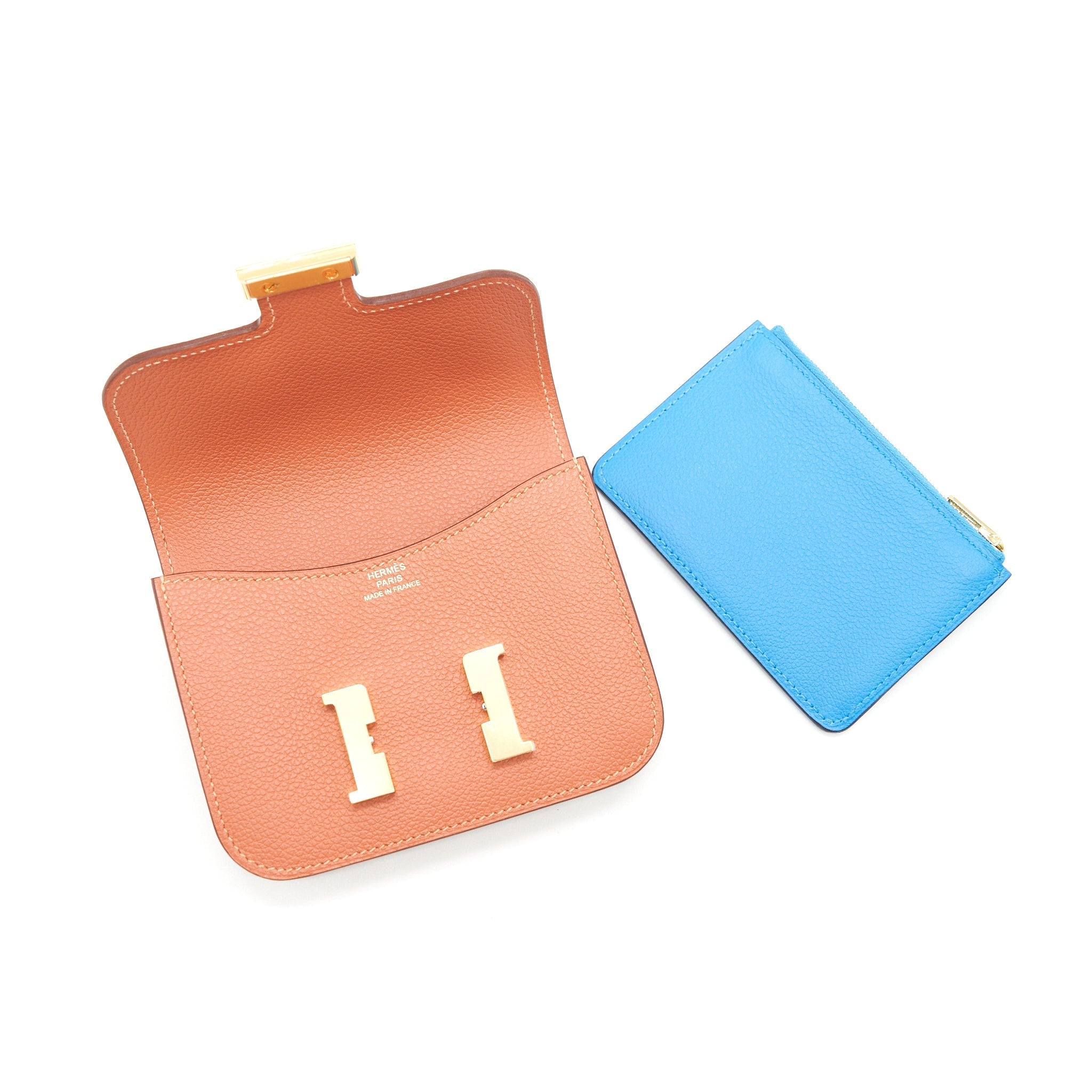 HERMES SLIM WALLET EVERCOLOR BLUSH/ BLUE FRIDA GHW