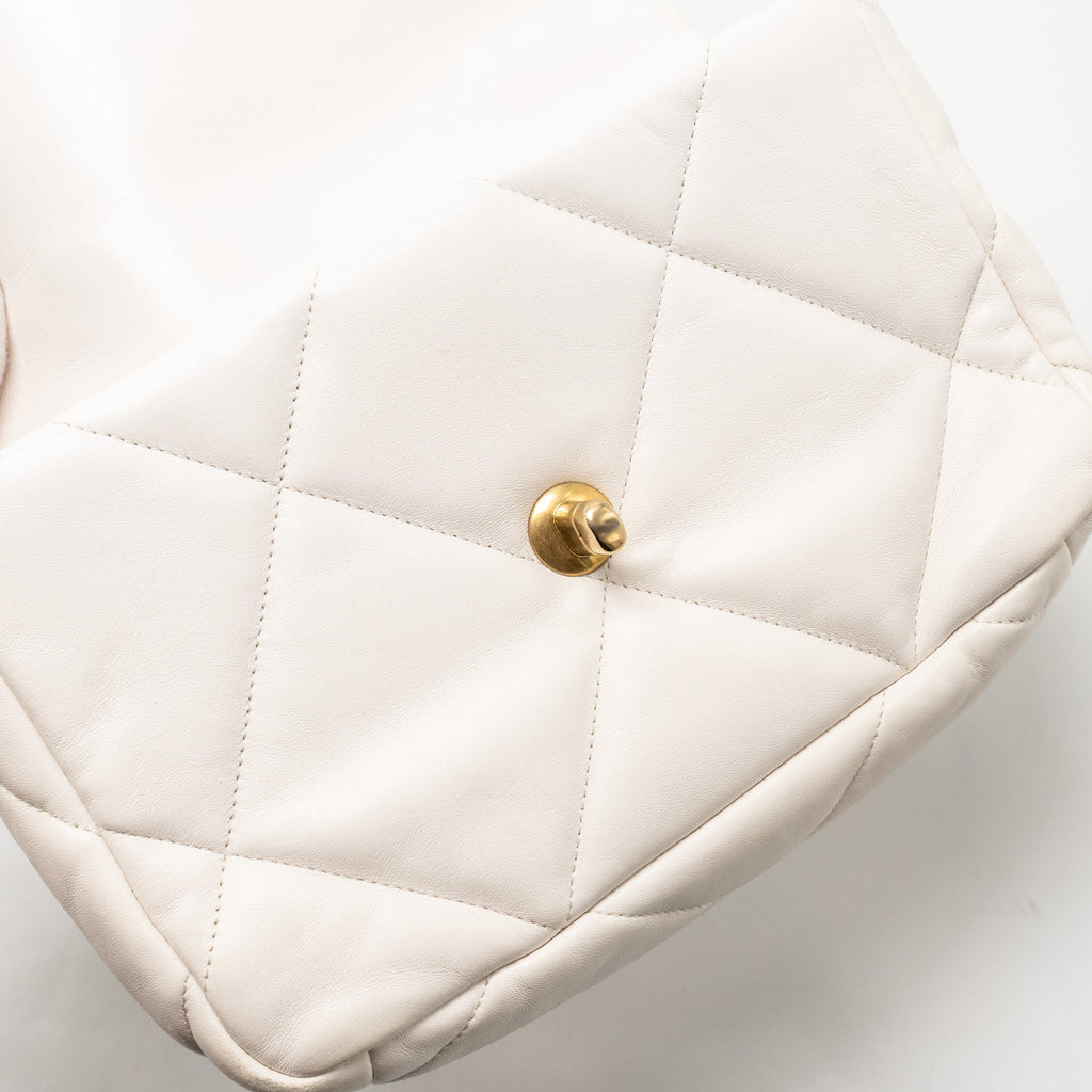 CHANEL SMALL 19 BAG LAMBSKIN WHITE MULTICOLOR HARDWARE