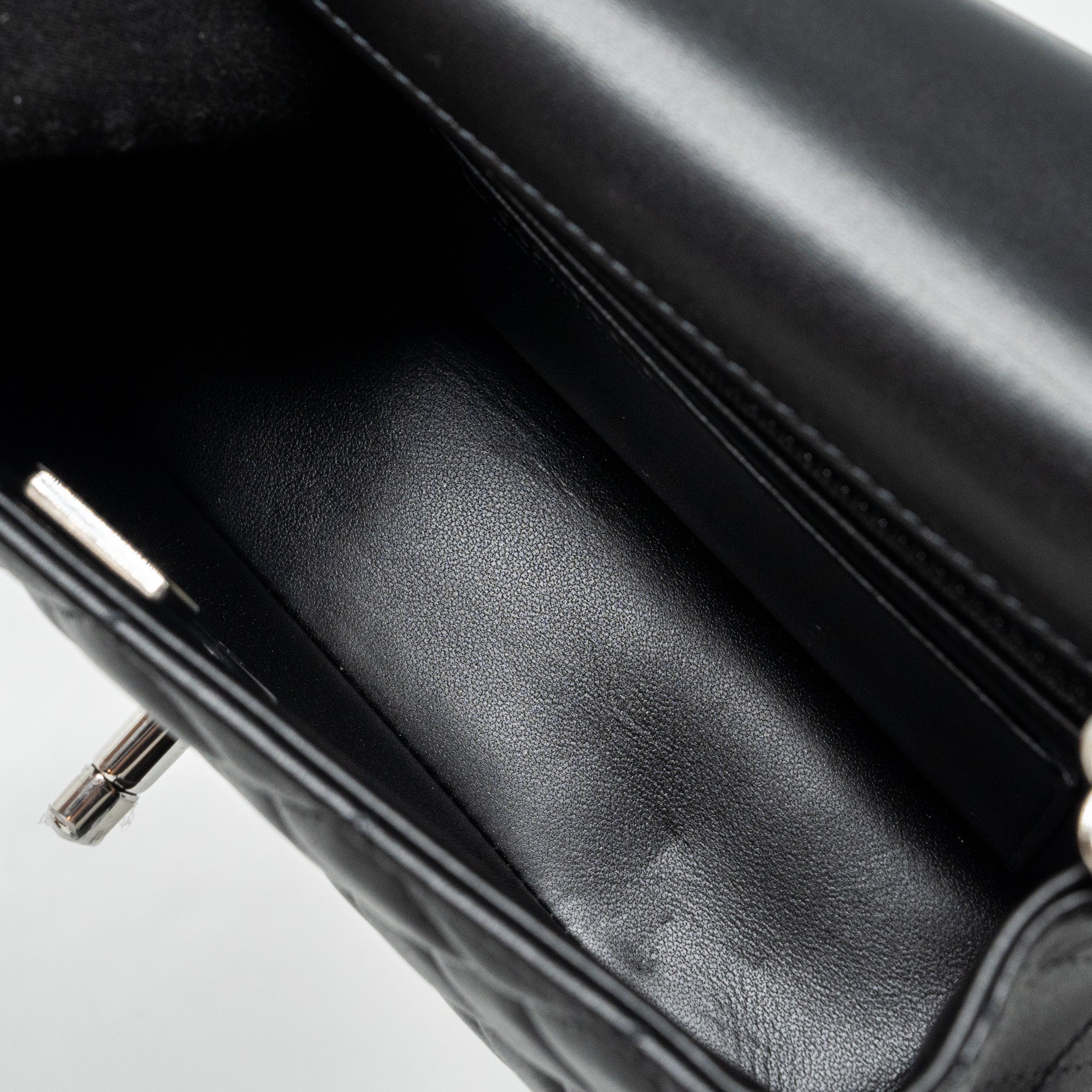 CHANEL MINI RECTANGULAR FLAP BAG LAMBSKIN BLACK SHW (MICROCHIP)