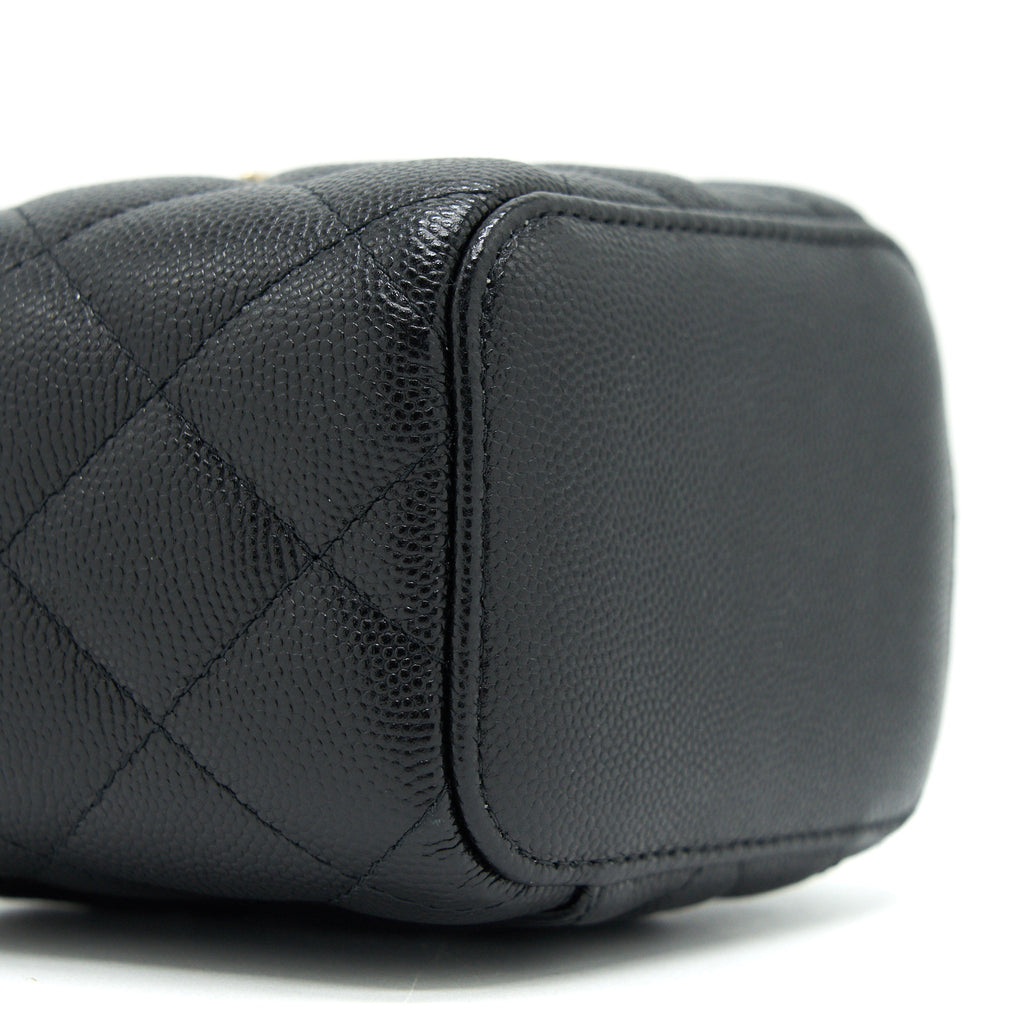 CHANEL SMALL VANITY CLUTCH WITH CHAIN WITH CC PEARL CAVIAR BLACK LGHW