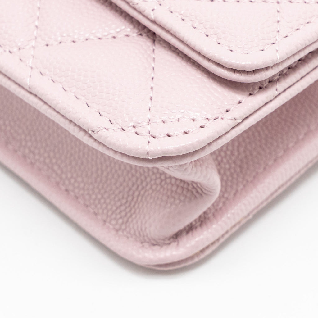 CHANEL CLASSIC WALLET ON CHAIN CAVIAR PINK LGHW
