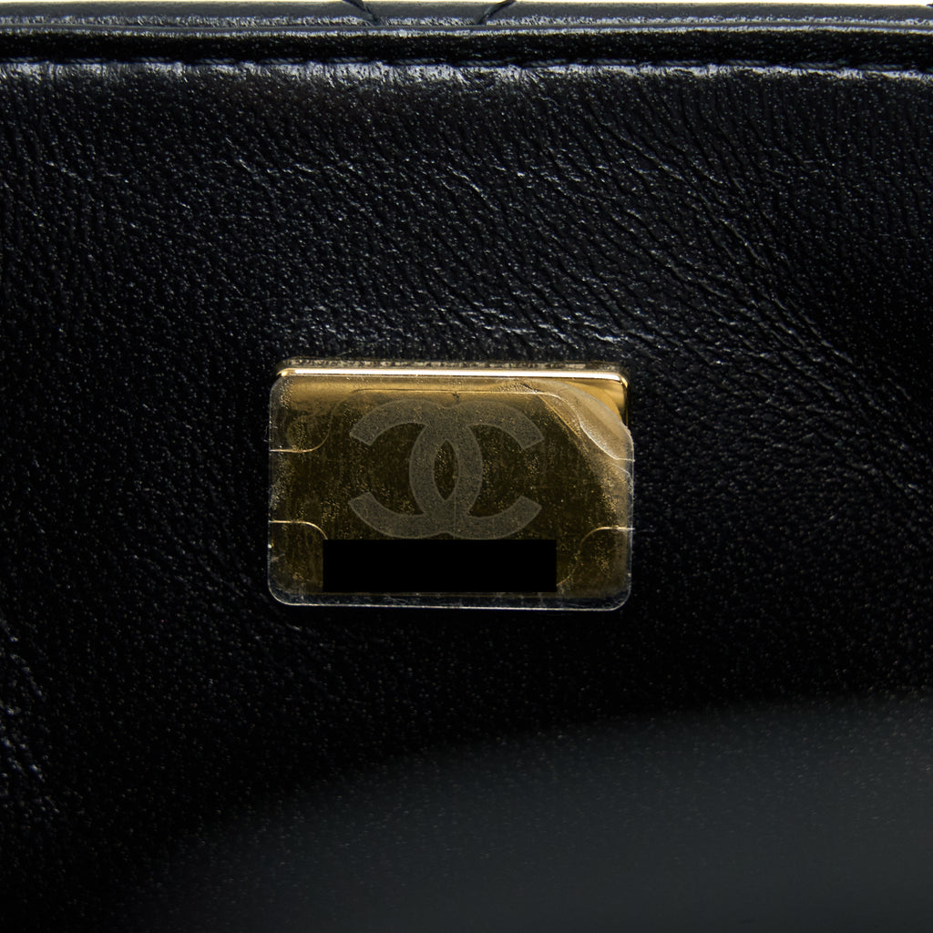 CHANEL MINI SQUARE FLAP BAG LAMBSKIN BLACK LGHW (MICROCHIP)