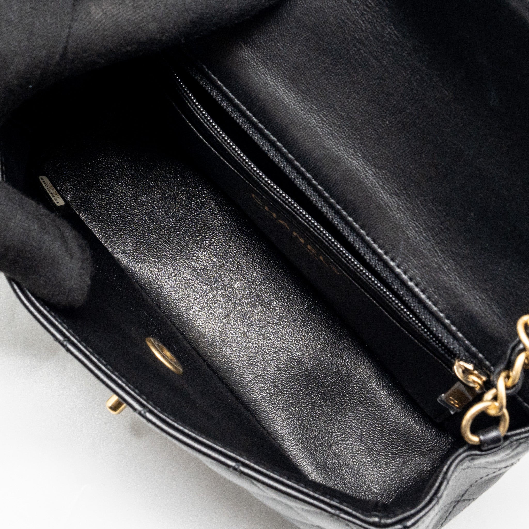 CHANEL MINI RECTANGULAR FLAP BAG CHARMS LIMITED EDITION LAMBSKIN BLACK SILVER/GOLD HARDWARE