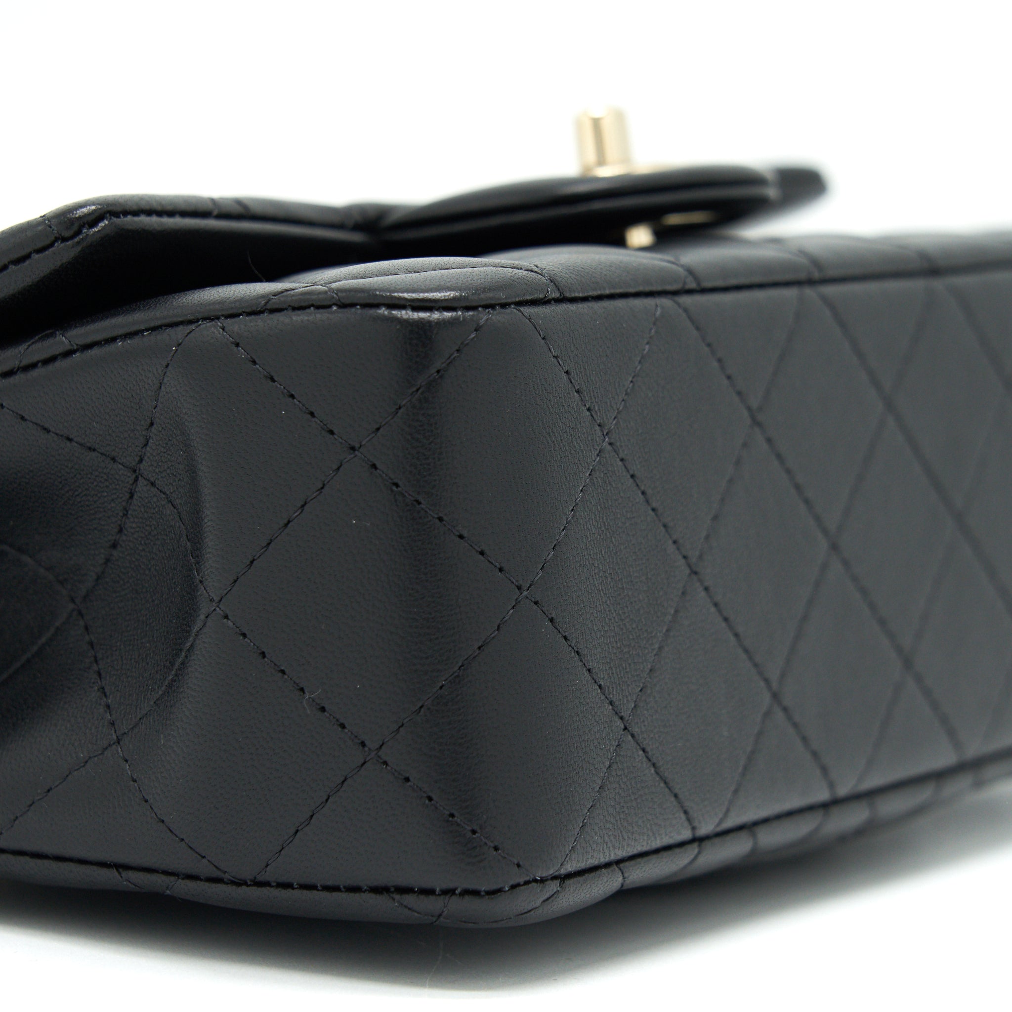 CHANEL TOP HANDLE MINI RECTANGULAR FLAP BAG LAMBSKIN BLACK LGHW (MICROCHIP)