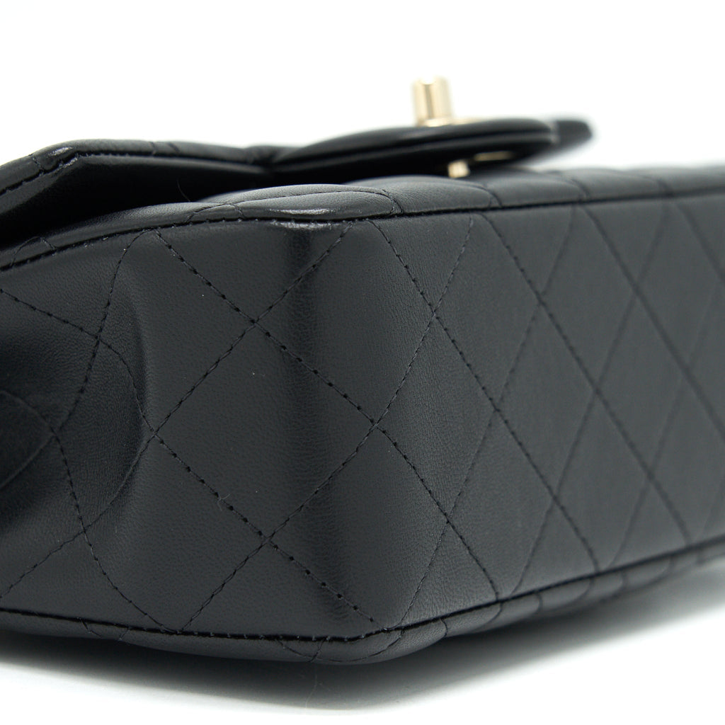 CHANEL 21K TOP HANDLE MINI RECTANGULAR FLAP BAG BLACK LGHW