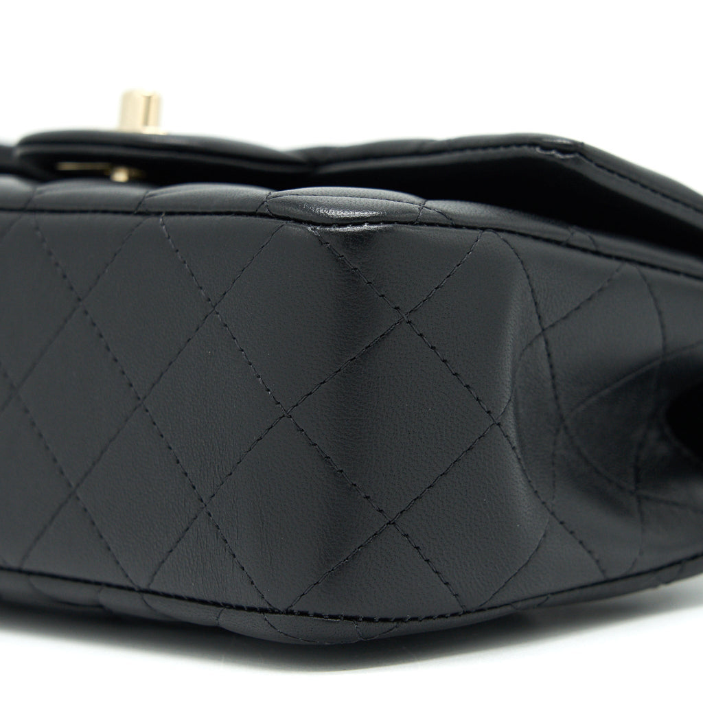 CHANEL 21K TOP HANDLE MINI RECTANGULAR FLAP BAG BLACK LGHW