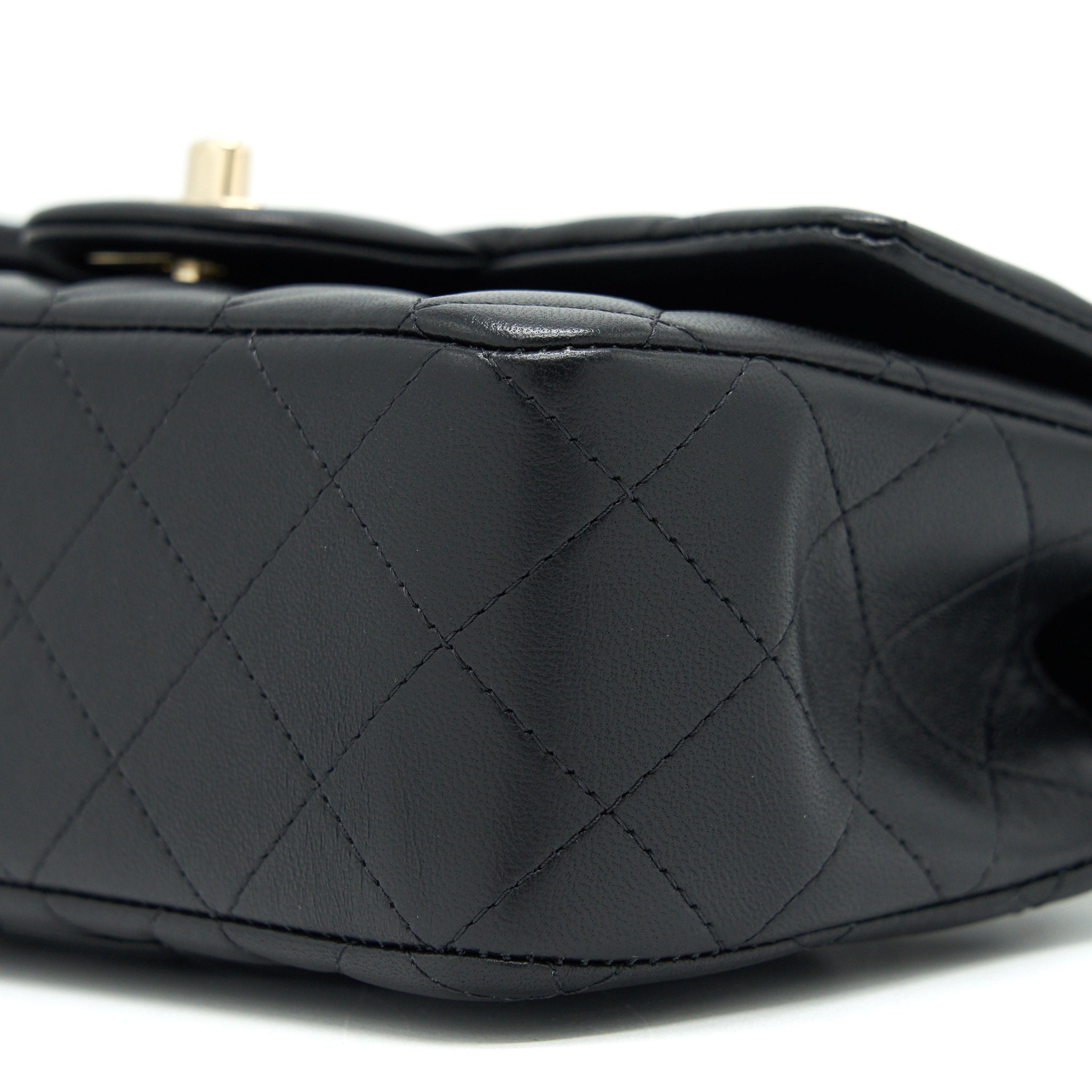 CHANEL TOP HANDLE MINI RECTANGULAR FLAP BAG LAMBSKIN BLACK LGHW (MICROCHIP)