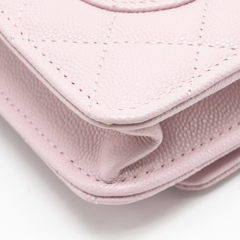 CHANEL CLASSIC WALLET ON CHAIN CAVIAR PINK LGHW