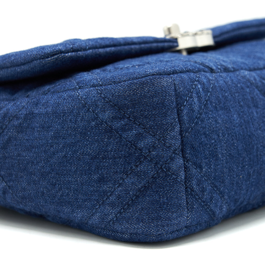 CHANEL 22P SMALL 19 BAG DENIM BLUE WITH GOLD AND SILVER HARDWARE