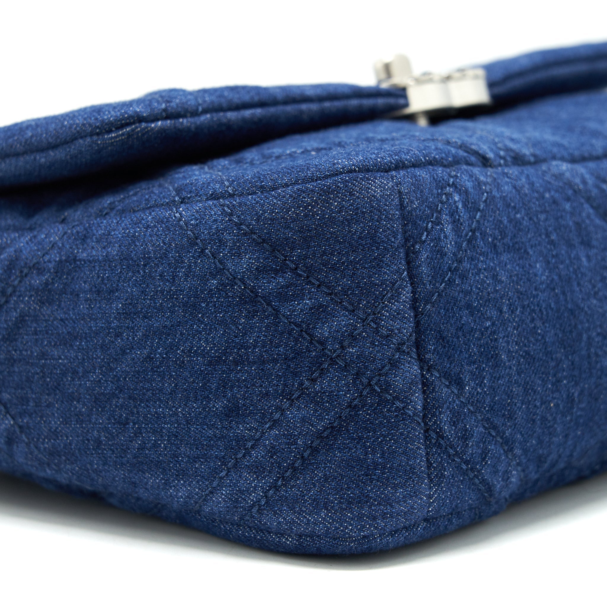 CHANEL 22P SMALL 19 BAG DENIM BLUE WITH GOLD AND SILVER HARDWARE