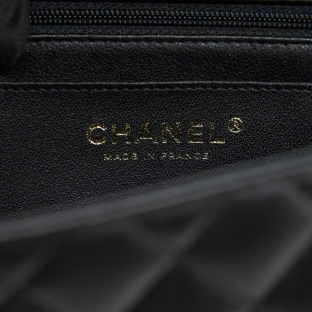 CHANEL TOP HANDLE MINI RECTANGULAR FLAP BAG LAMBSKIN BLACK LGHW (MICROCHIP)