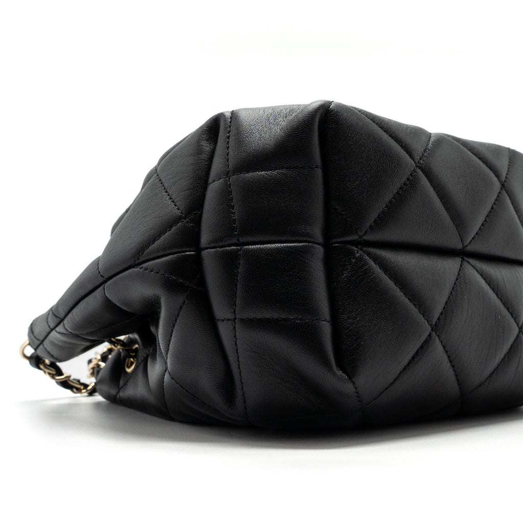 CHANEL DRAWSTRING BUCKET BAG CALFSKIN BLACK LGHW