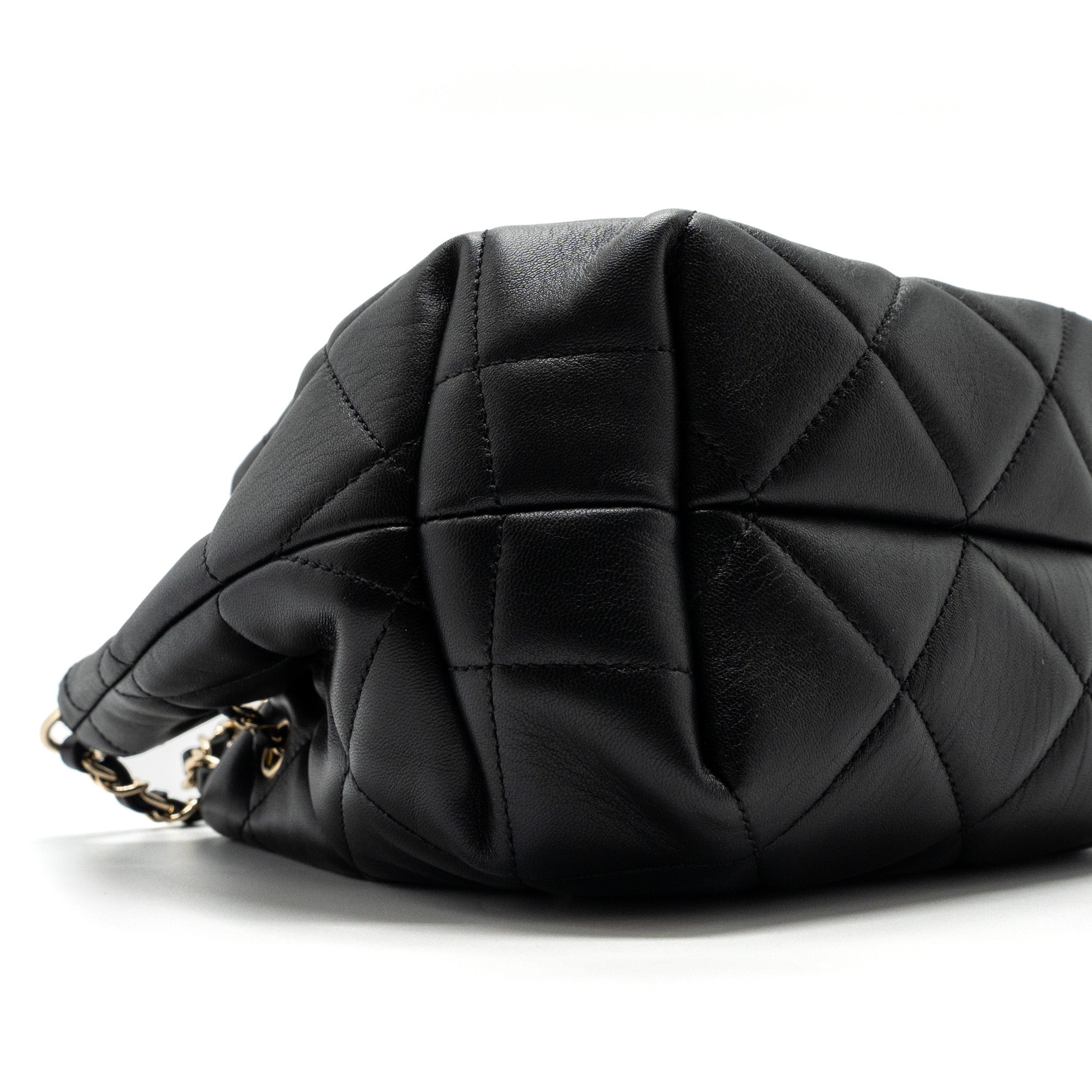 CHANEL DRAWSTRING BUCKET BAG CALFSKIN BLACK LGHW