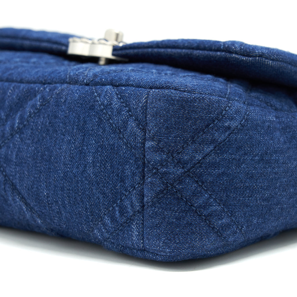 CHANEL 22P SMALL 19 BAG DENIM BLUE WITH GOLD AND SILVER HARDWARE
