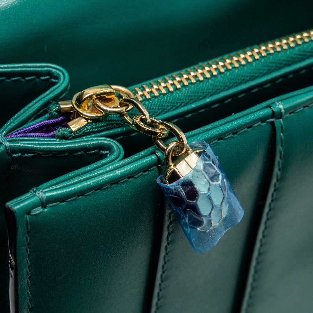 BVLGARI SERPENTI FOREVER FLAP BAG CALFSKIN GREEN GHW