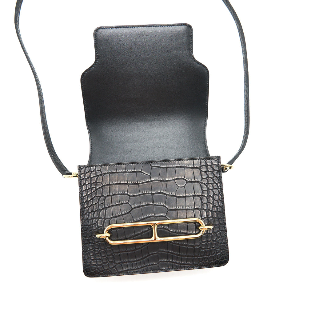 HERMES MINI ROULIS ALLIGATOR MISSISSIPPIESIS MAT 89 BLACK GHW