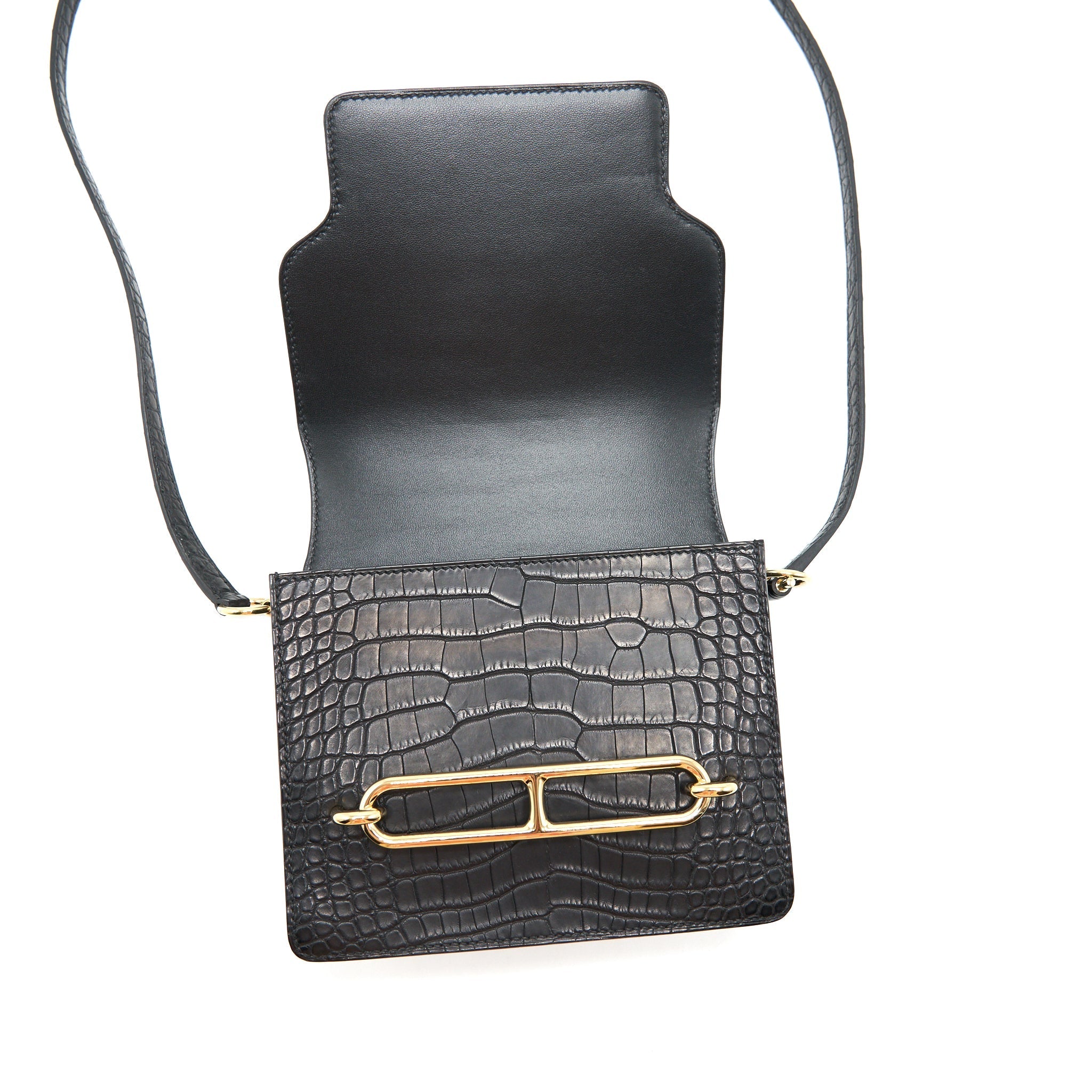 HERMES MINI ROULIS ALLIGATOR MISSISSIPPIESIS MAT 89 BLACK GHW