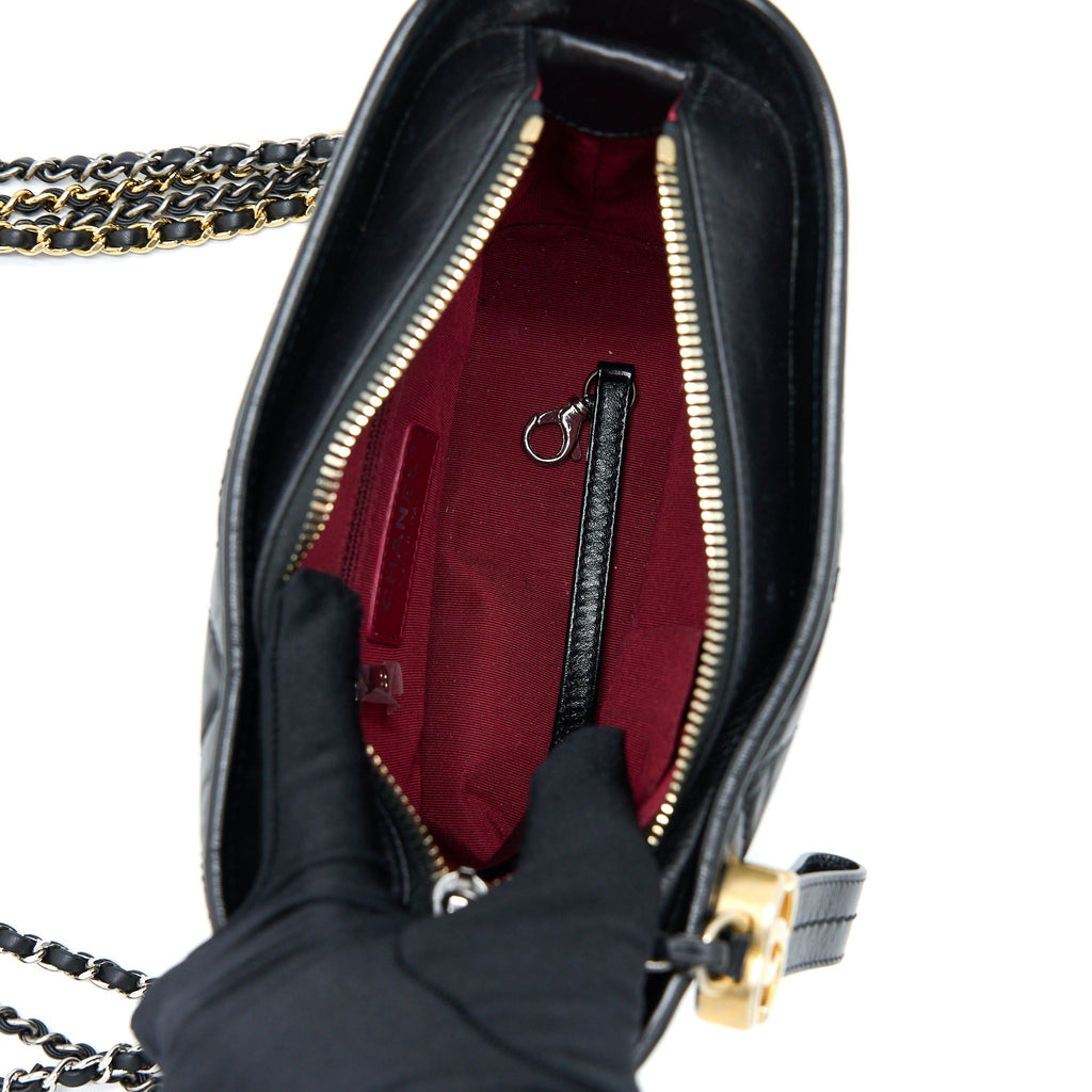 CHANEL SMALL GABRIELLE HOBO BAG BLACK WITH MULTICOLOUR HARDWARE