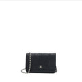 CHANEL SEASONAL WALLET ON CHAIN FABRIC BLACK SHW