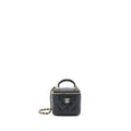 CHANEL TOP HANDLE MINI VANITY WITH CHAIN LAMBSKIN BLACK LGHW