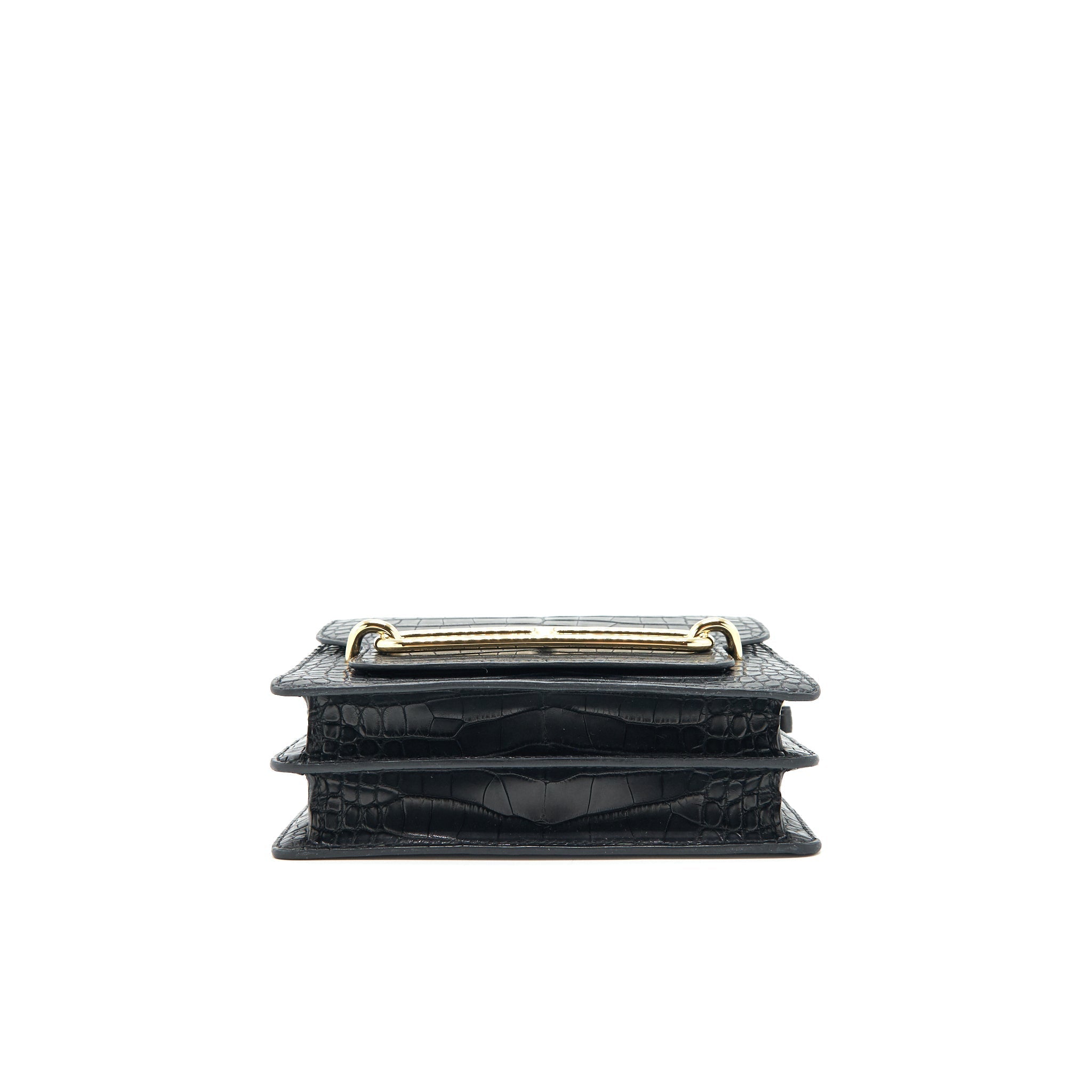 HERMES MINI ROULIS ALLIGATOR MISSISSIPPIESIS MAT 89 BLACK GHW