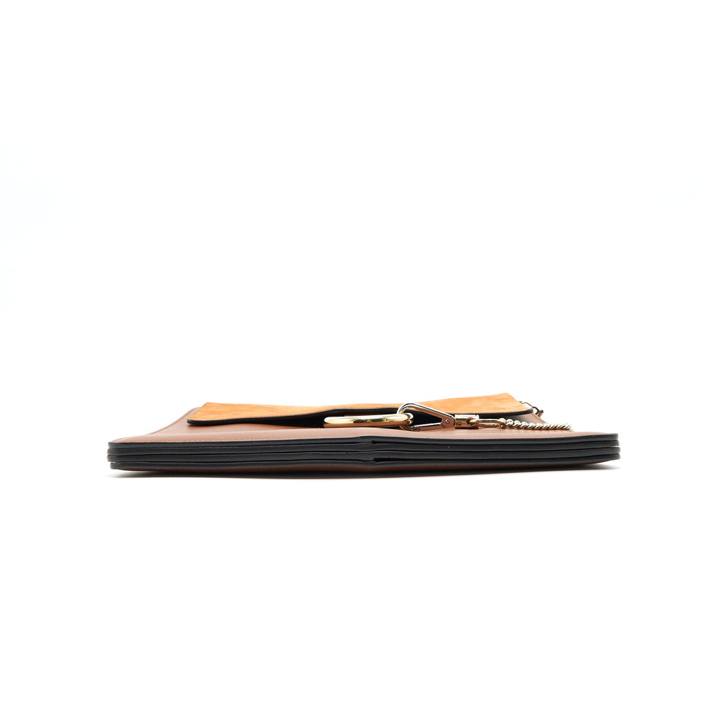 CHLOE FAYE SHOULDER BAG IN SUEDE LEATHER AND CALFSKIN BROWN