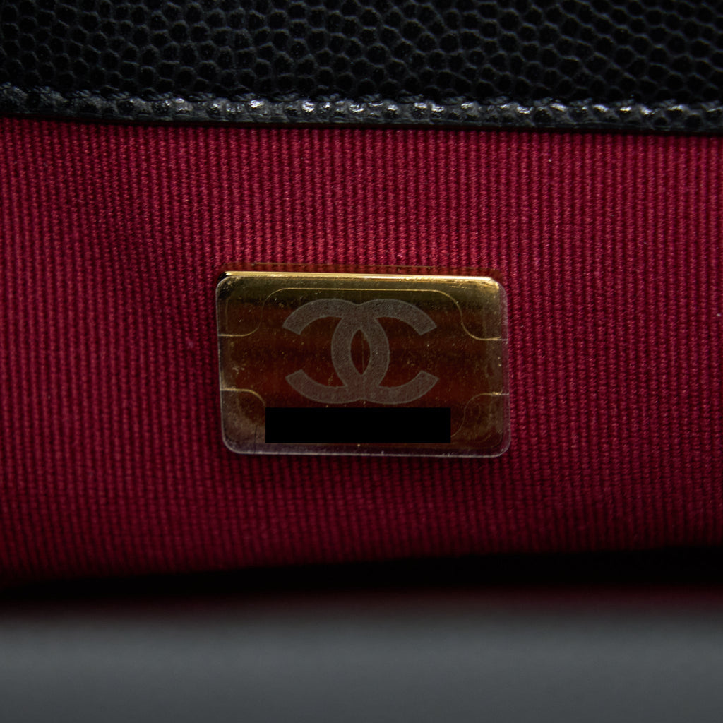 CHANEL 22A SMALL FLAP BAG CAVIAR BLACK BRUSHED GOLD HARDWARE(MICROCHIP)