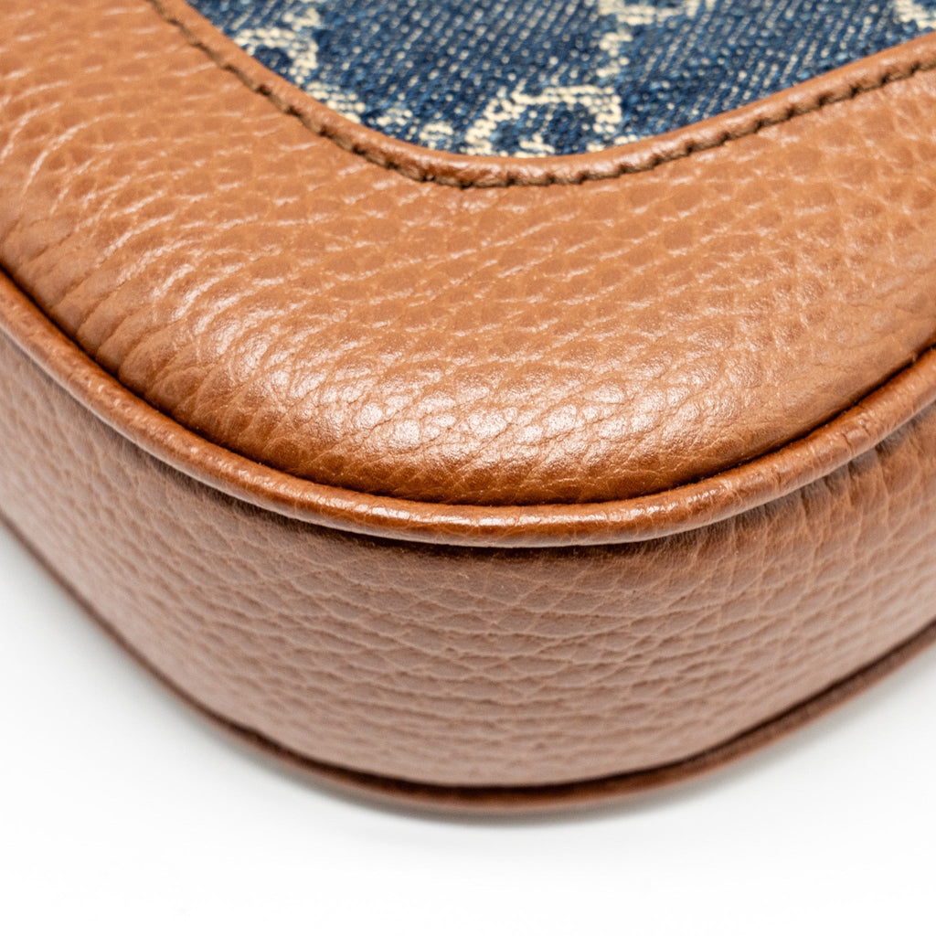 GUCCI JACKIE 1961 SMALL SHOULDER BAG DENIM/LEATHER BLUE/BROWN GHW
