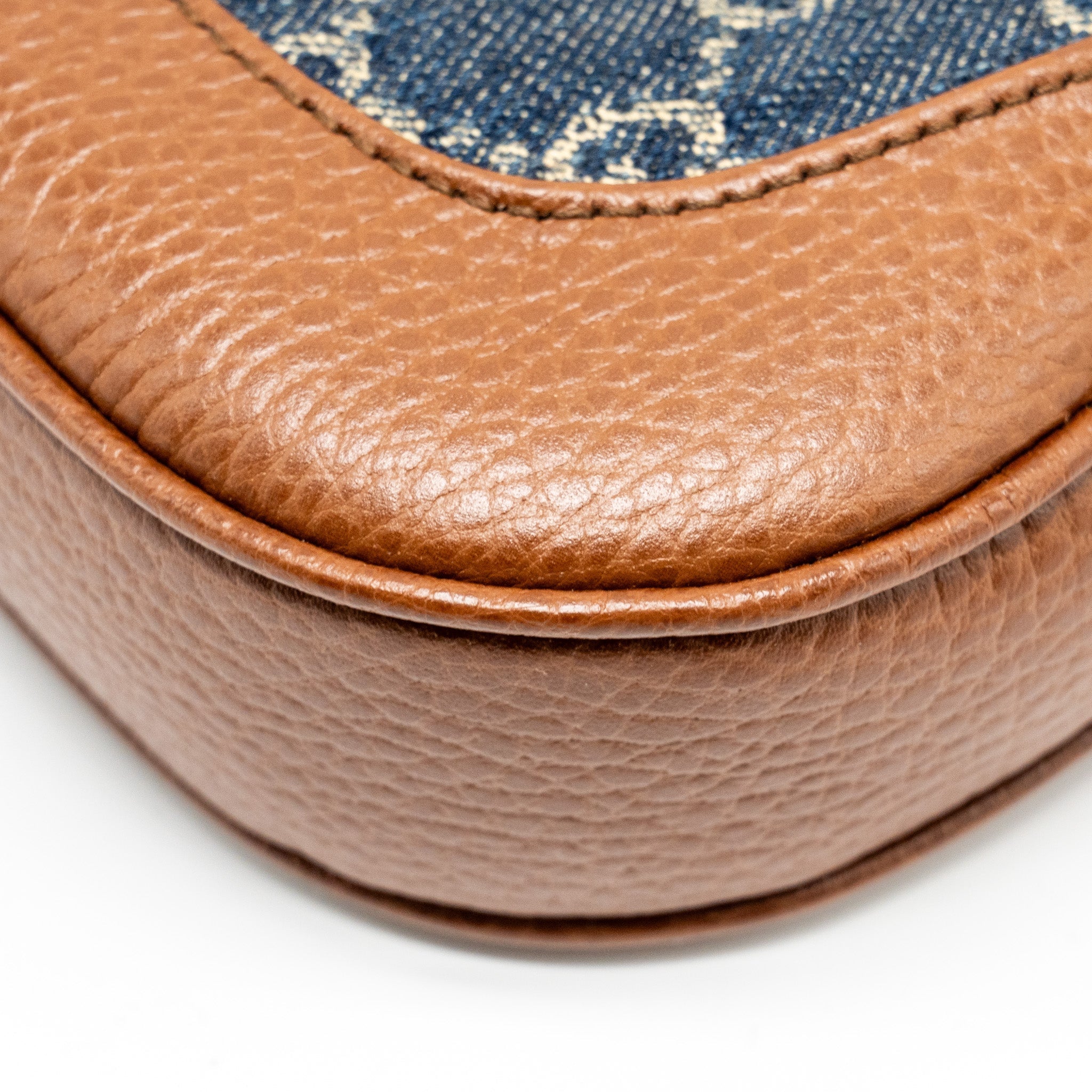 GUCCI JACKIE 1961 SMALL SHOULDER BAG DENIM/LEATHER BLUE/BROWN GHW
